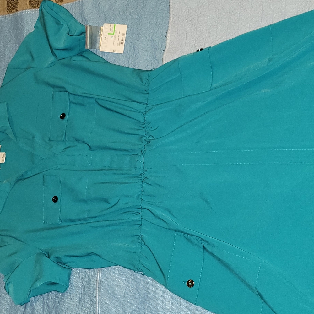 Teal Button-Up Dress